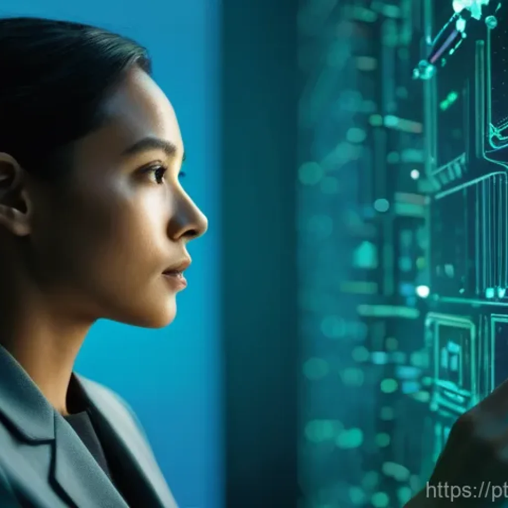 개념 심화를 위한 데이터 분석 기술 - **Prompt:** A dynamic, high-tech scene depicting a data scientist, a woman in her late 20s, with a f...