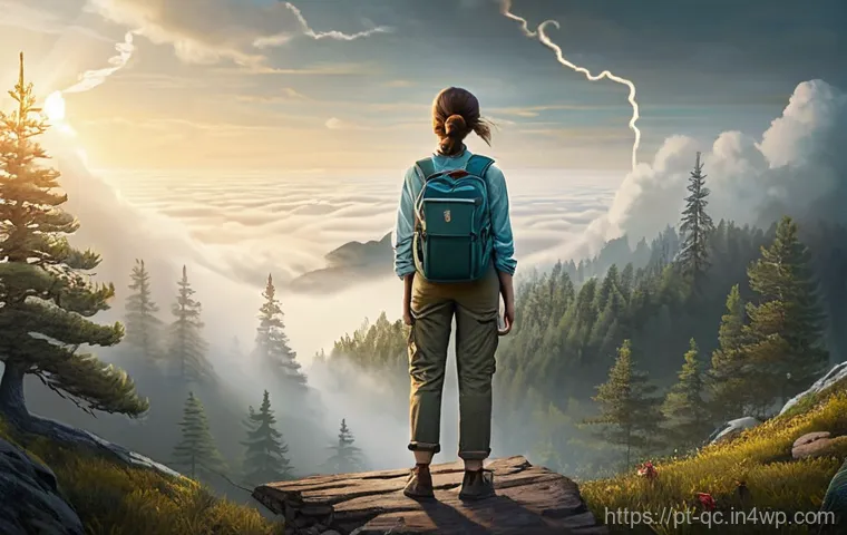 개념의 깊이를 더하는 질문 기술 - **Prompt:** A young, determined woman, dressed in practical and modest hiking attire (long-sleeved s...