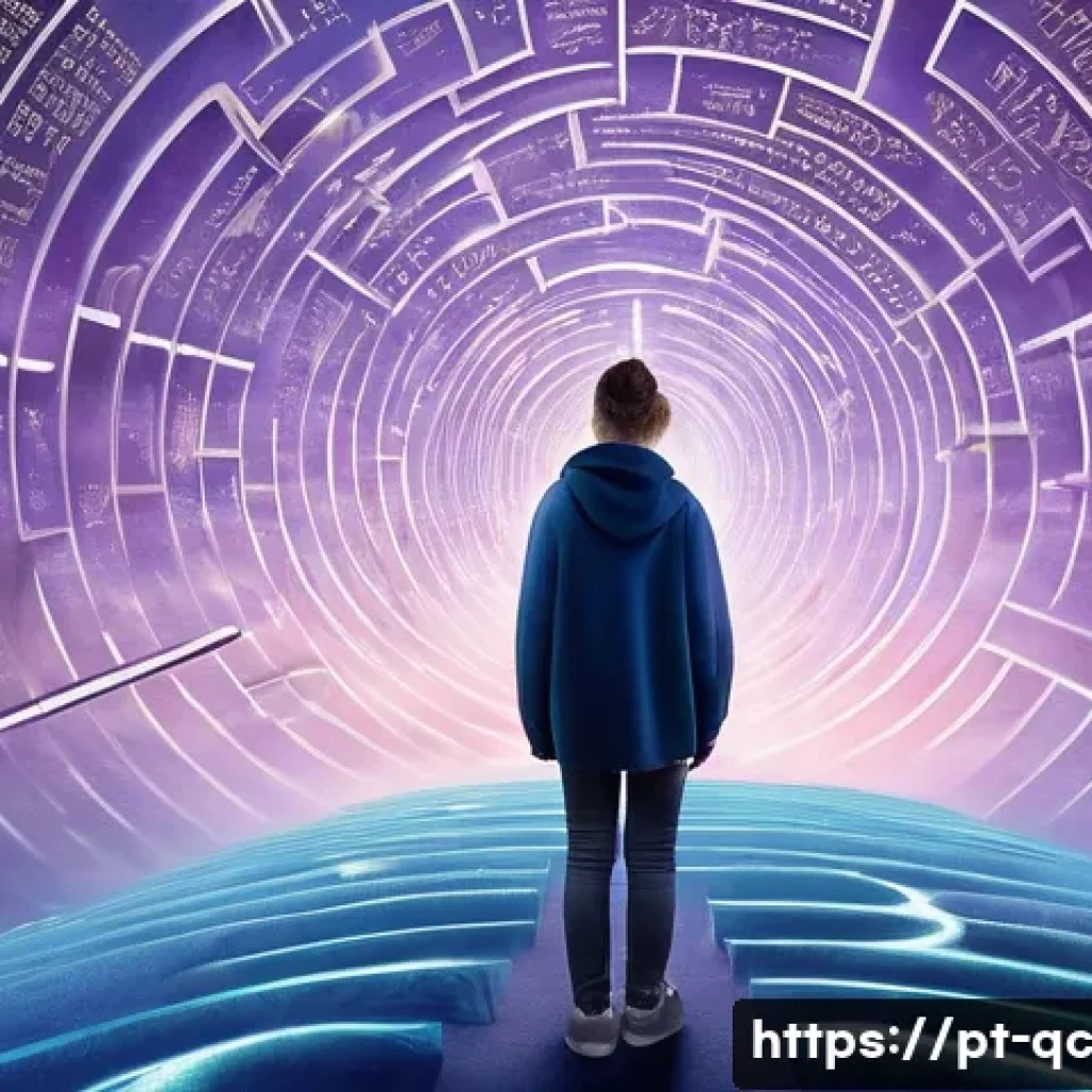 개념 이해를 위한 구조적 접근 - **Unraveling the Labyrinth of Knowledge**
A thoughtful young adult, gender-neutral, stands at a ...