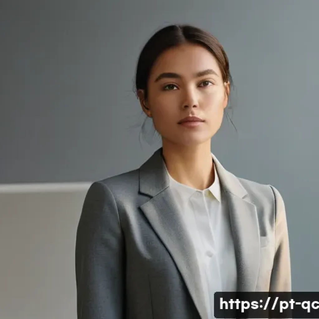 심화 개념 이해를 위한 지속적 피드백 활용 - A young adult woman, dressed in a tasteful, modest business casual outfit (e.g., a well-fitted blaze...