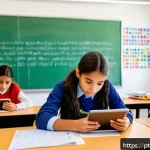 Home 23 개념 이해를 위한 실습 기회 제공하기 - A vibrant classroom scene in a modern Brazilian school, showing diverse students actively engaged in...