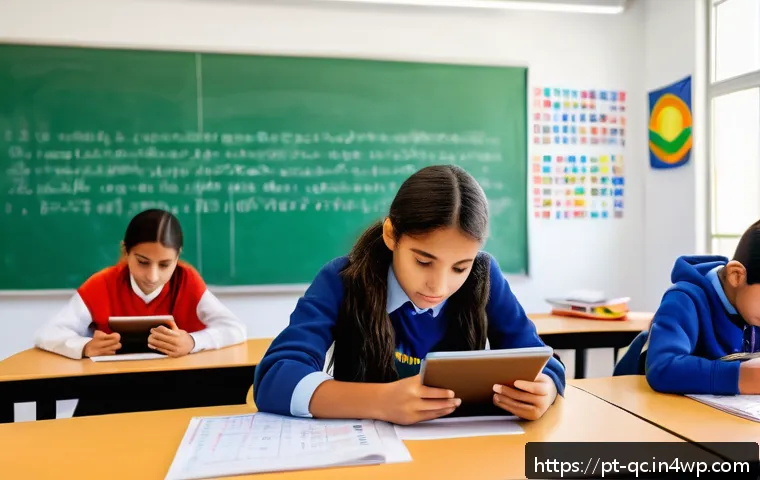 개념 이해를 위한 실습 기회 제공하기 - A vibrant classroom scene in a modern Brazilian school, showing diverse students actively engaged in...